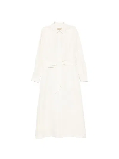 Woolrich Tie Waist Chemisier Dress In Neutral
