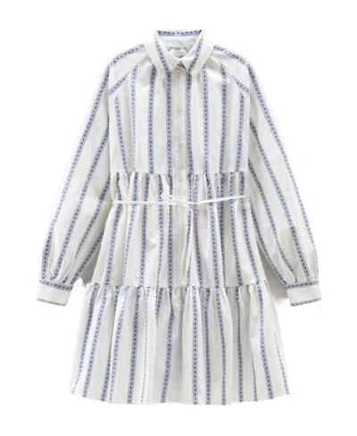 Woolrich White White Geo Jacquard Mini Dress In Multi