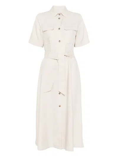 WOOLRICH TIED-WAIST MIDI DRESS