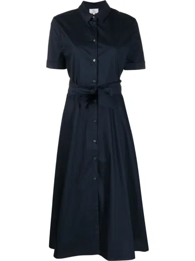 Woolrich Tied-waist Poplin Shirtdress In Black