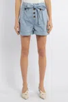 Woolrich Tied-waist Turn-up Hem Shorts In Clear Blue
