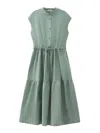 Woolrich Tiered Poplin Midi Dress In Green