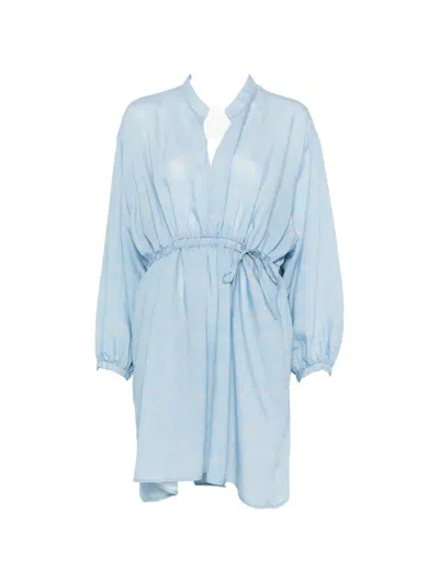 Woolrich Tie-waist V-neck Mini Dress In Blue