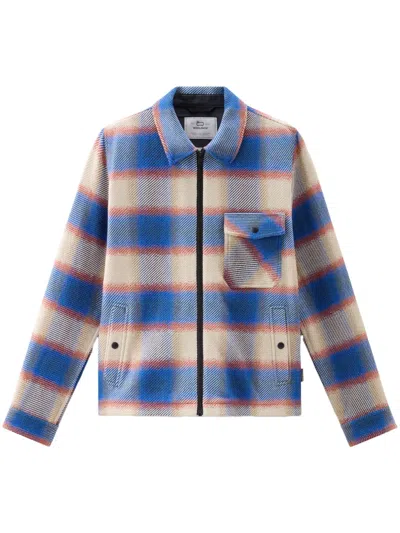 Woolrich Timber Plaid Cotton Overshirt In Blue