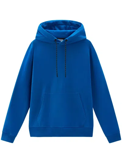 Woolrich Us Trails Pure Cotton Hoodie In Blue