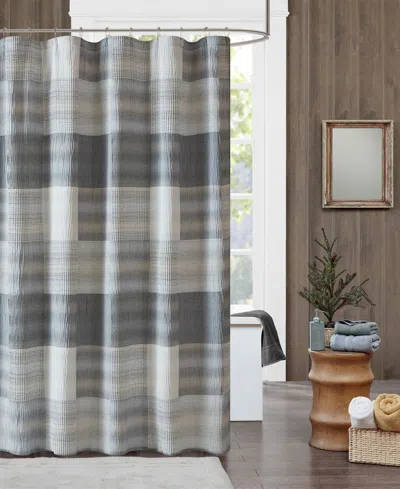 Woolrich Trista Patchwork Shower Curtain, 72" X 72" In Faded Denim