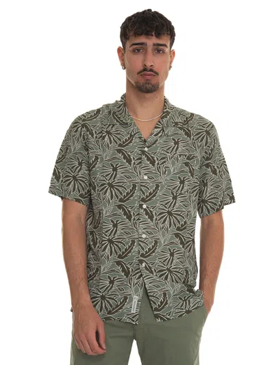 Woolrich Tropical Print Bowling Shirt Casual Shirt In Green