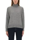 Woolrich Soft Texture Turtleneck Knitwear With Ribbed Finish In Gray