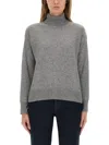 Woolrich Soft Texture Turtleneck Knitwear With Ribbed Finish In Gray