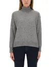 Woolrich Soft Texture Turtleneck Knitwear With Ribbed Finish In Gray