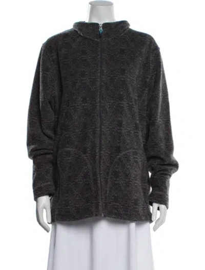 Pre-owned Woolrich Tweed Pattern Faux Fur Jacket In Gray