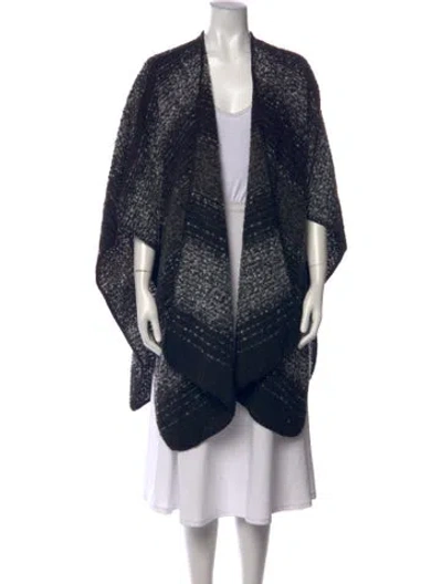 Pre-owned Woolrich Tweed Pattern Open Front Sweater In Black