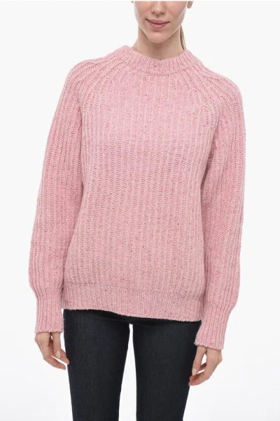 Woolrich Tweed Wool Country Sweater In Pink