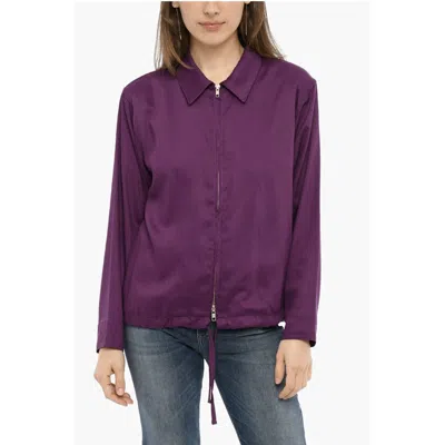Woolrich Twill Fluid Lightweight Overshirt In Purple
