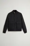 Woolrich Wool Twill Pocket Bomber In Blue