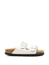 Woolrich Leather Sandals Two Strap Flat Sole In White