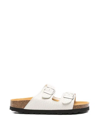 Woolrich Two Bands Leather Sandals In White