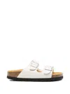Woolrich Leather Sandals Two Strap Flat Sole In White
