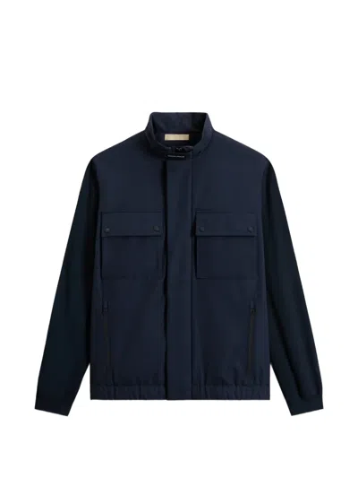 Woolrich Two Layers Hybrid Flap-pocket Jacket In Blue