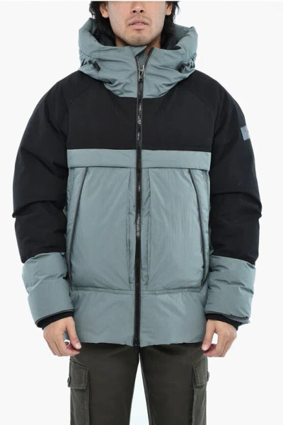 Woolrich Two-tone Rip Stop Check Teton Down Jacket With Frontal Zip In Multi