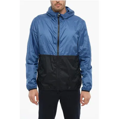 Woolrich Two-tone Southbay Windbreaker Jacket With Hood In Blue