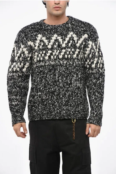 Woolrich Two-tone Wool Blend Crew-neck Sweater In Multi