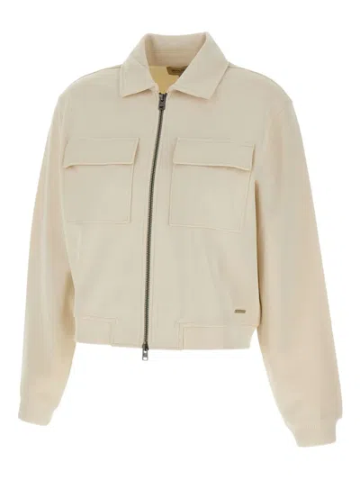 WOOLRICH TWO-WAY ZIP POCKET SWEATSHIRT