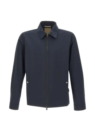 Woolrich City Timber Jacket Collared Buttoned Cuffs Pockets In Blue