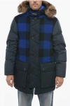 WOOLRICH UTILITY DOWN JACKET WITH BUFFALO CHECK DETAILS AND DETACHABL