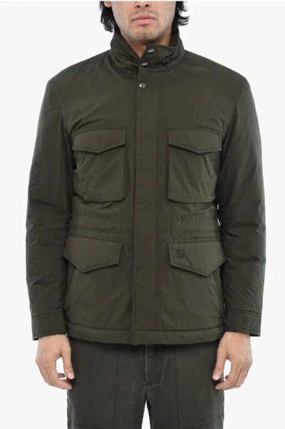 Woolrich Utility Jacket With Hidden Closure In Green