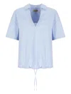 Woolrich V-neck Drawstring-hem Blouse In Blue