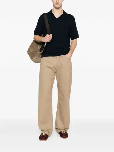 Woolrich V-neck Knitted T-shirt In Black