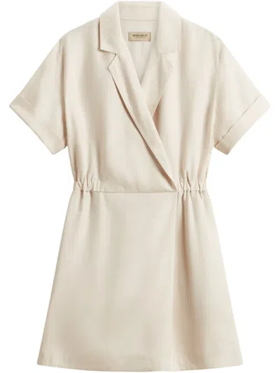 Woolrich V-neck Mini Dress In Neutrals