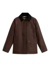 Woolrich Velvet-collar Cotton Jacket In Brown