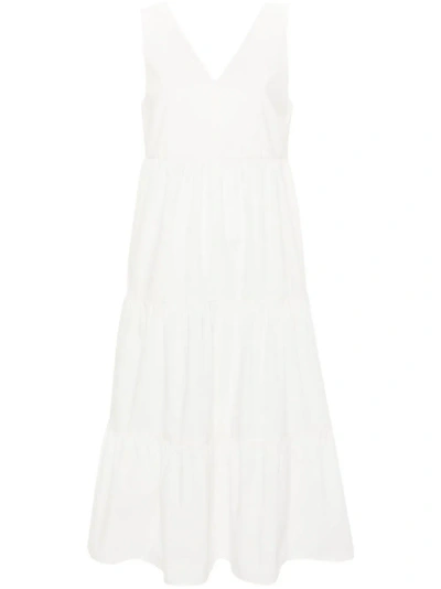Woolrich V-neck Cotton Maxi Dress In White