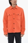 Woolrich Virgin Wool And Nylon Overshirt With Double Breast Pockets In Orange