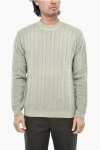 Woolrich Virgin Wool Aran Motif Crew-neck Sweater In Green