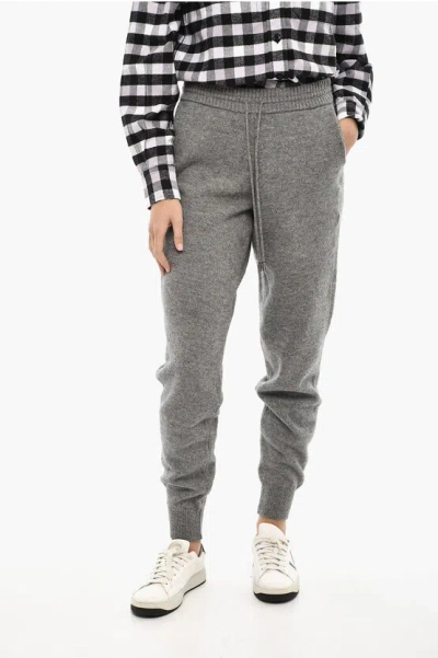 WOOLRICH VIRGIN WOOL JOGGERS WITH RIBBED DETAILS
