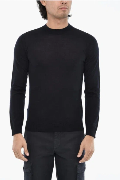 Woolrich Virgin Wool Lightweight Crew-neck Sweater In Black