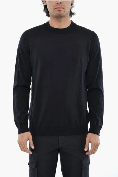 Woolrich Virgin Wool Lightweight Crew-neck Sweater In Black