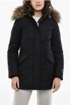 Woolrich Virgin Wool Luxe Arctic Down Jacket With Real Fur In Black