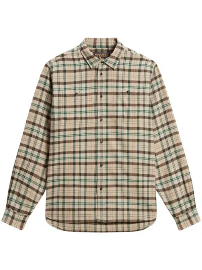 Woolrich Warren Checked Shirt In Pure Cotton Flannel In Gray
