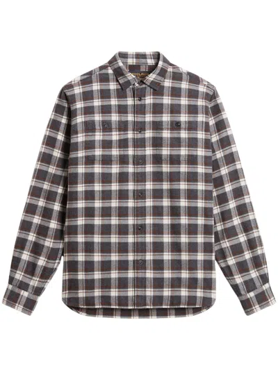 Woolrich Warren Checked Shirt In Pure Cotton Flannel In Gray