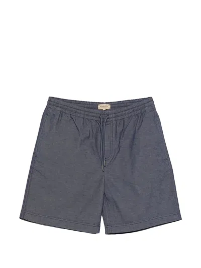 Woolrich Washed Mini Shorts With Adjustable Drawstring For Men In Blue
