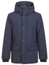 Woolrich Waterproof Nylon Parka With Duck Down Padding In Blue