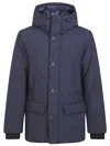 Woolrich Waterproof Nylon Parka With Duck Down Padding In Blue