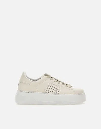 Woolrich Chunky Court Leather Trainers, White Ice Cotton Lace