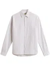 Woolrich Linen And Cotton Shirt With Vertical Stripes In White