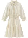 Woolrich Tiered Skirt Cotton Shirt Dress With Puff Sleeves