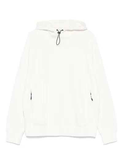 Woolrich White Hooded Sweater With Pouch Pocket And Ribbed Details